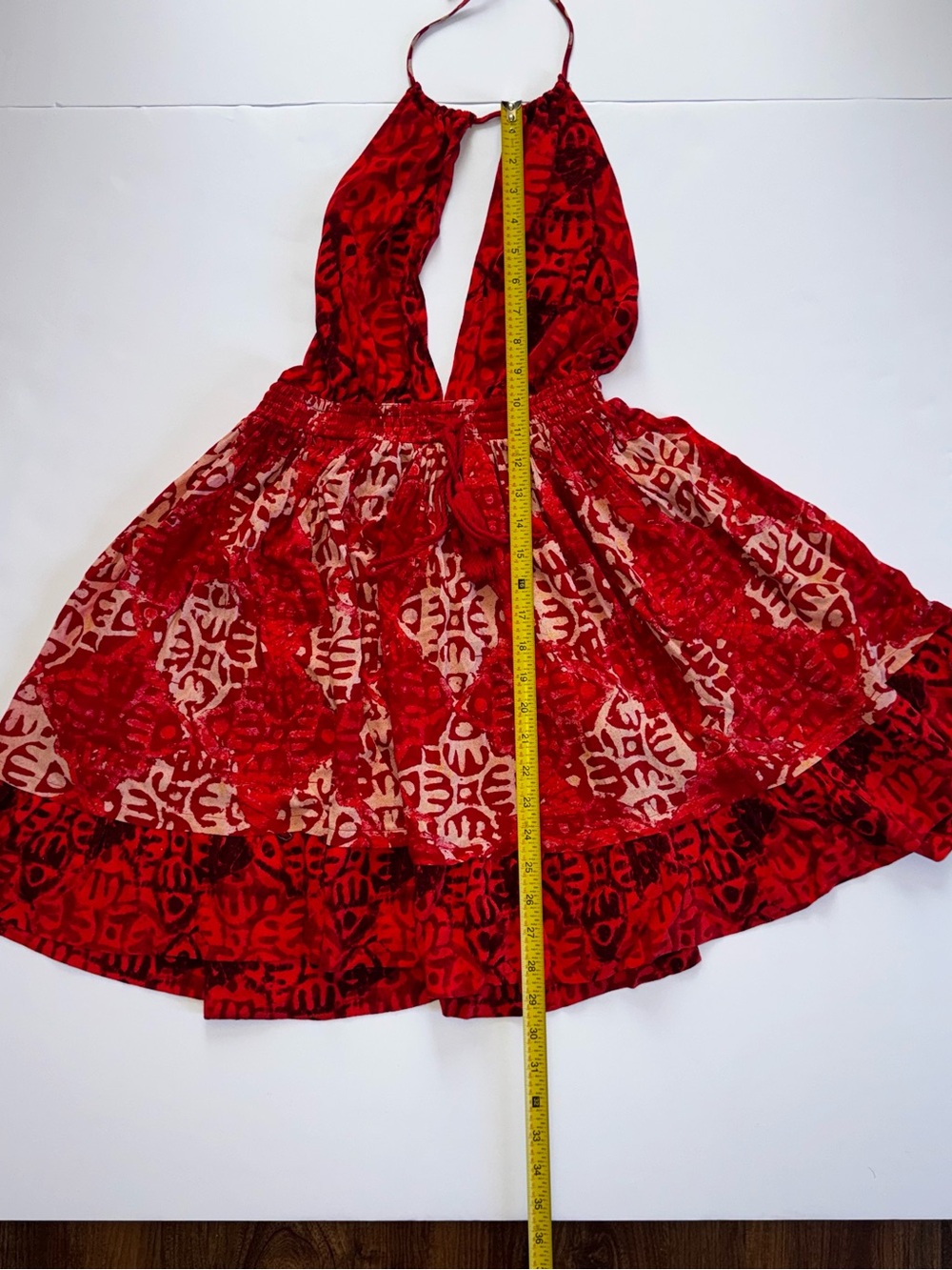 Free People Red Printed Halter Backless Mini Dress - Picture 4 of 11